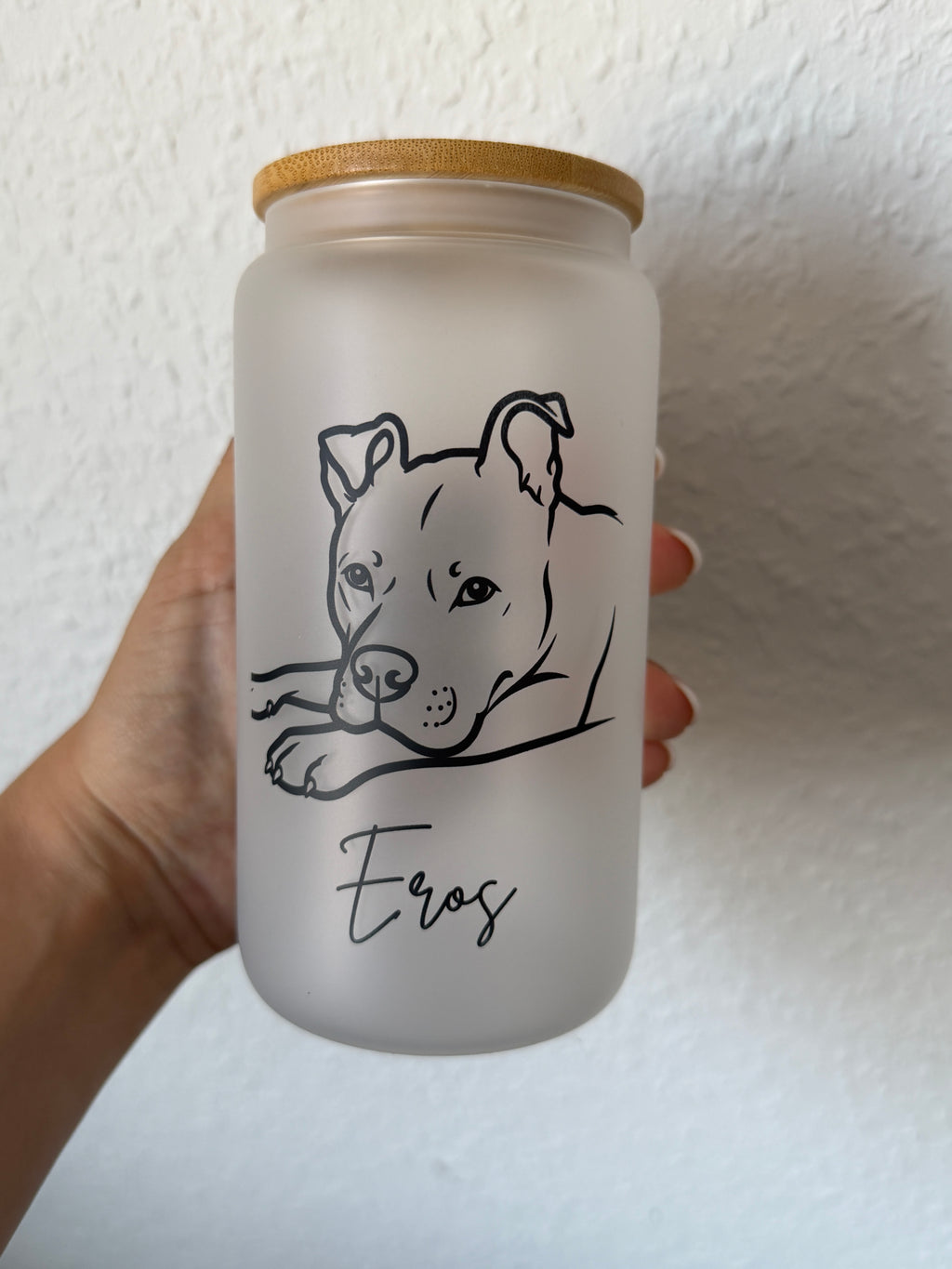 personalisierbar | Glas mit Bambusdeckel