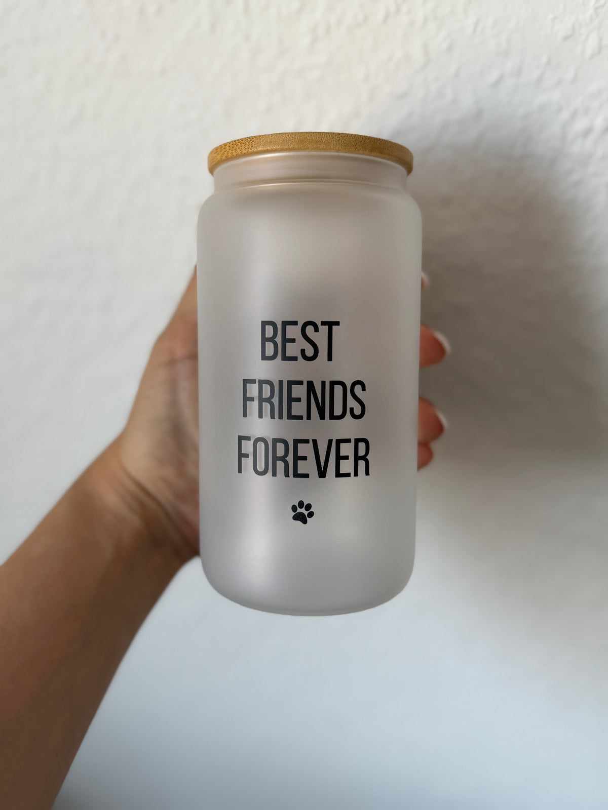 personalisierbar | Glas mit Bambusdeckel