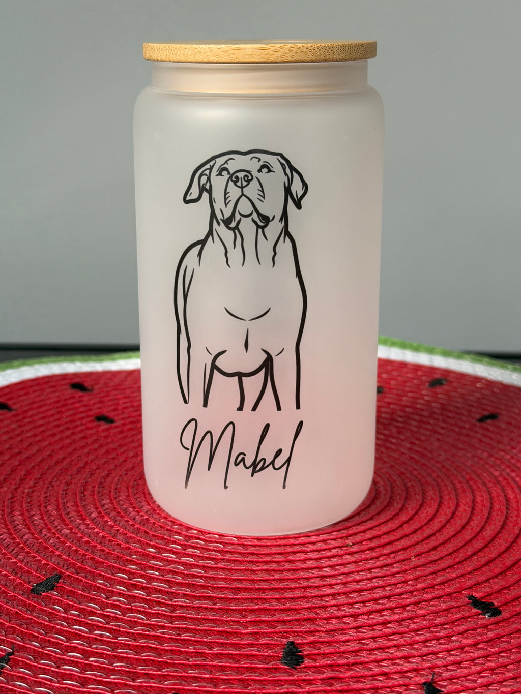 personalisierbar | Glas mit Bambusdeckel