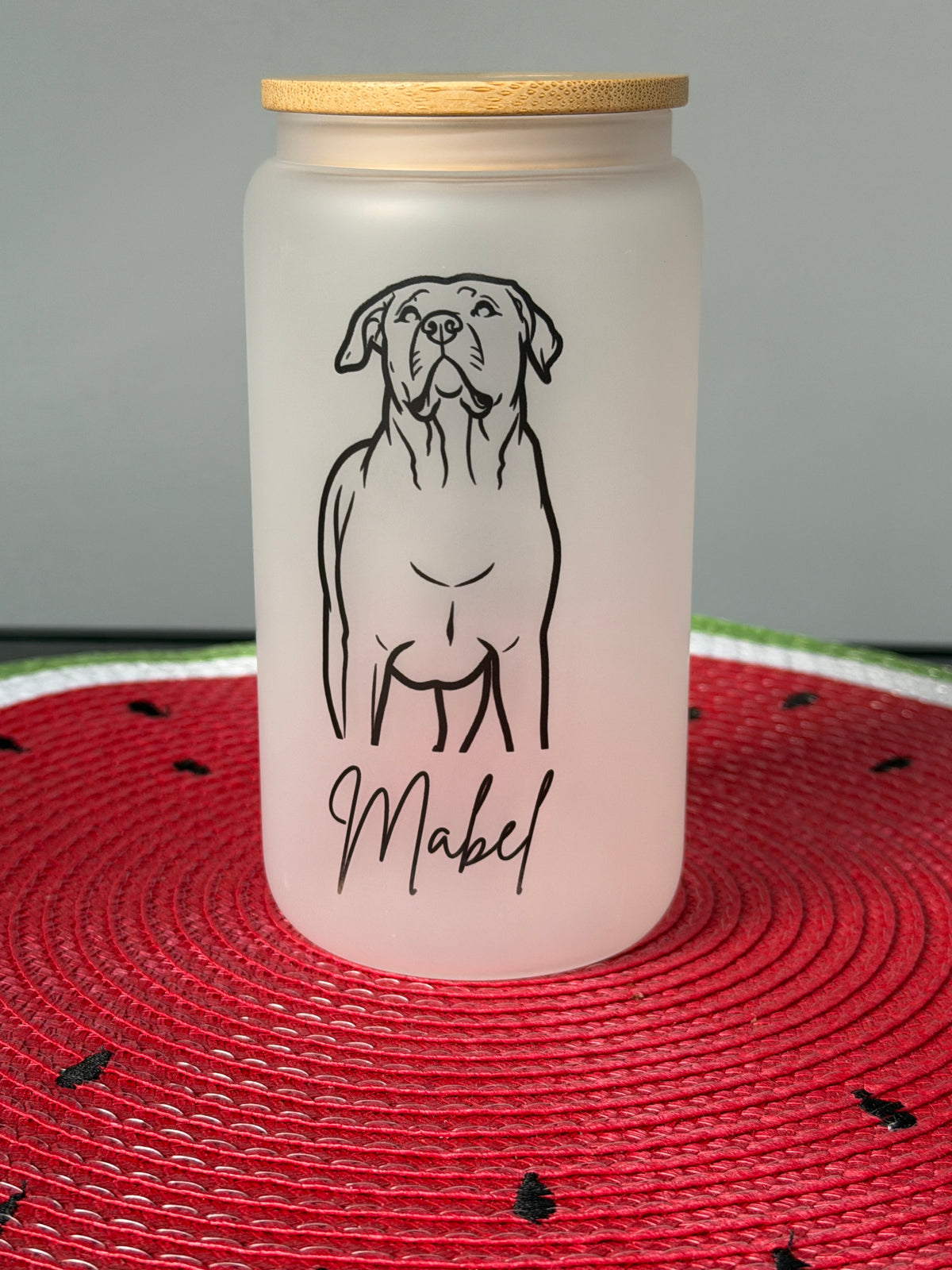 personalisierbar | Glas mit Bambusdeckel