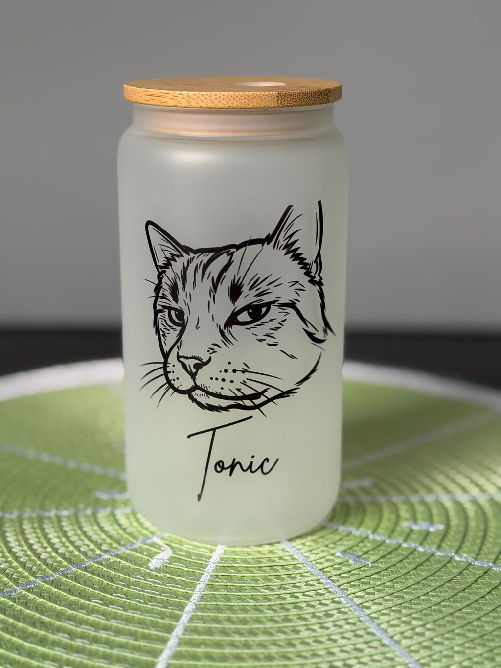 personalisierbar | Glas mit Bambusdeckel