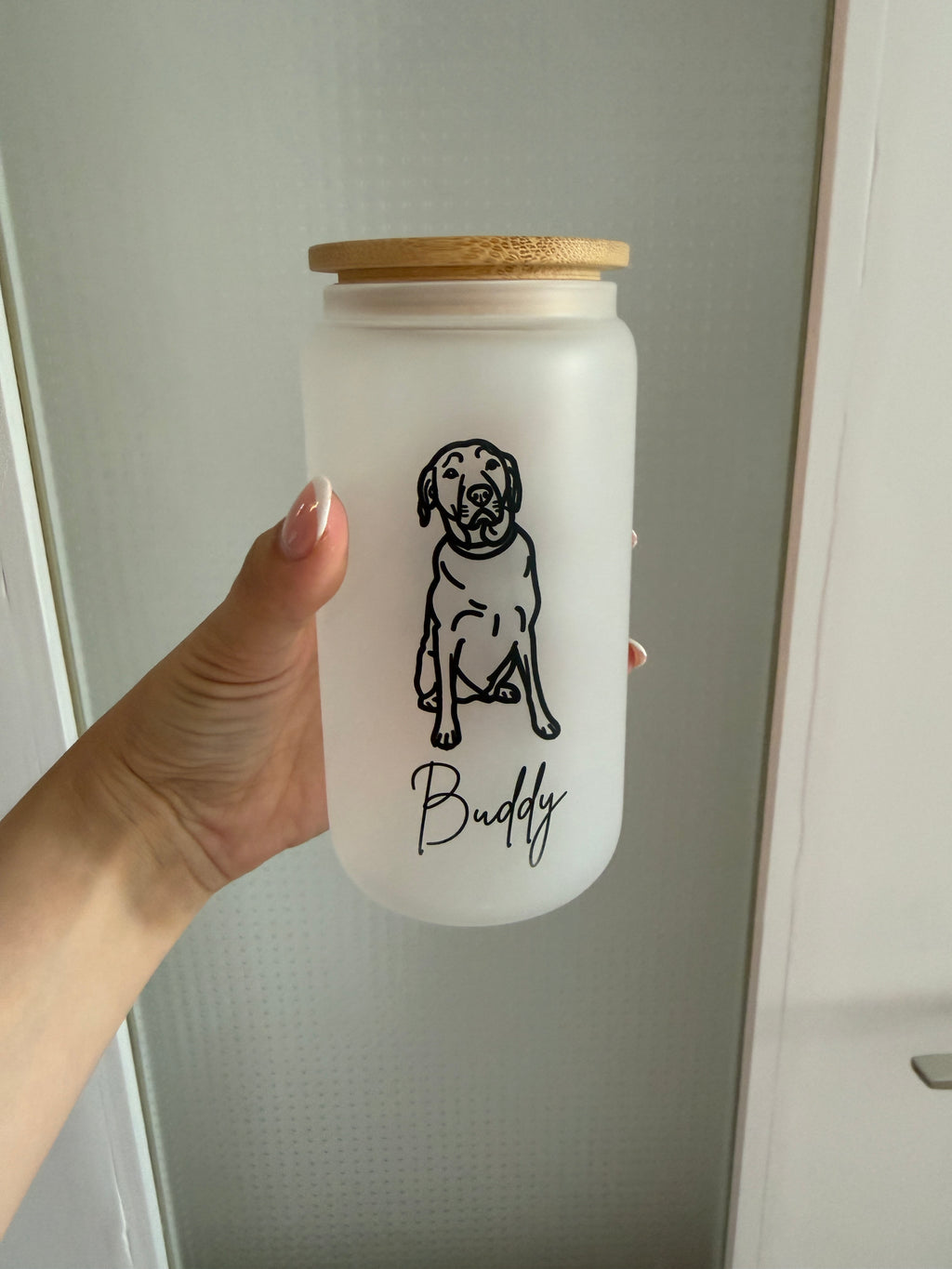 personalisierbar | Glas mit Bambusdeckel