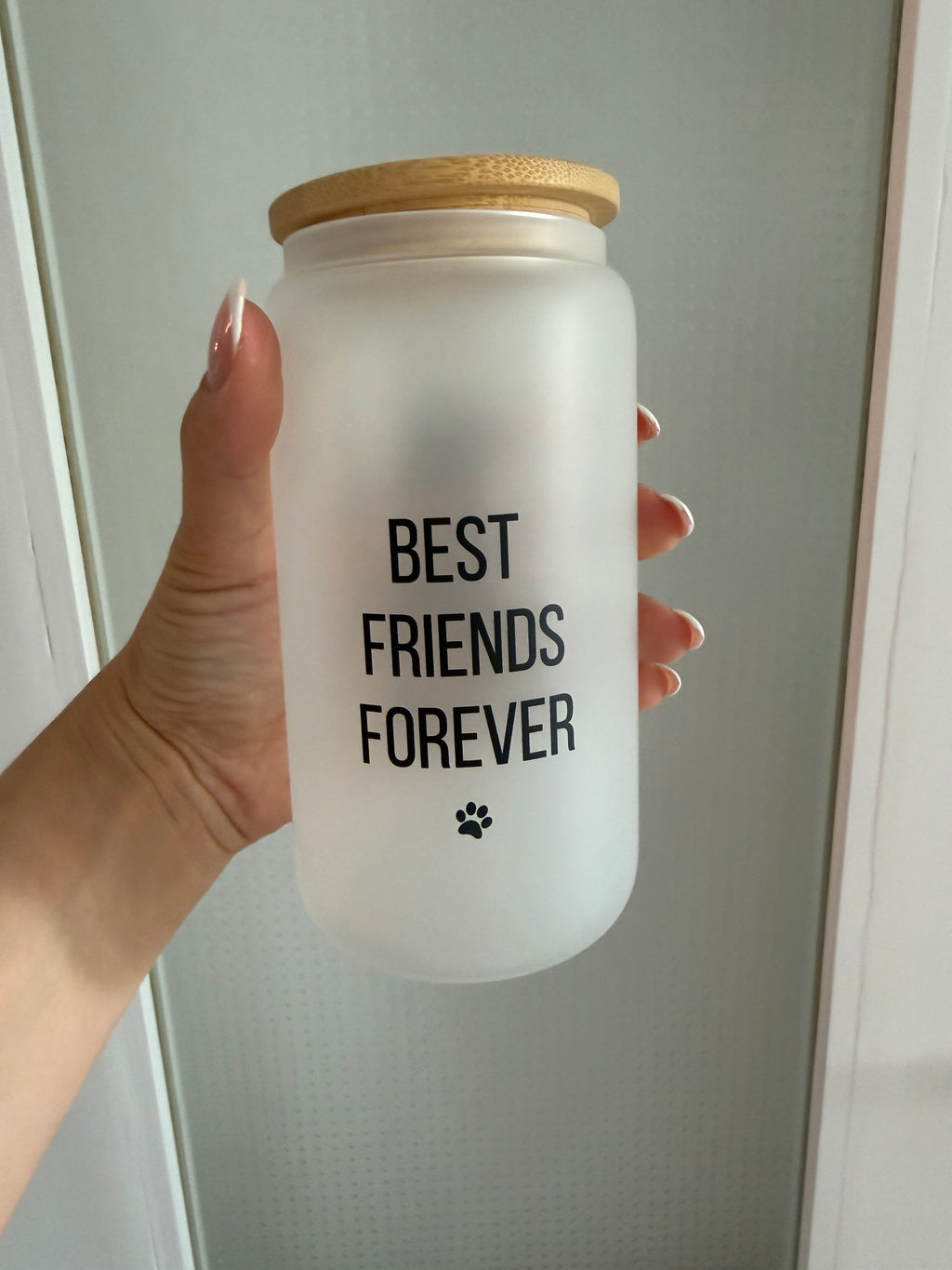 personalisierbar | Glas mit Bambusdeckel