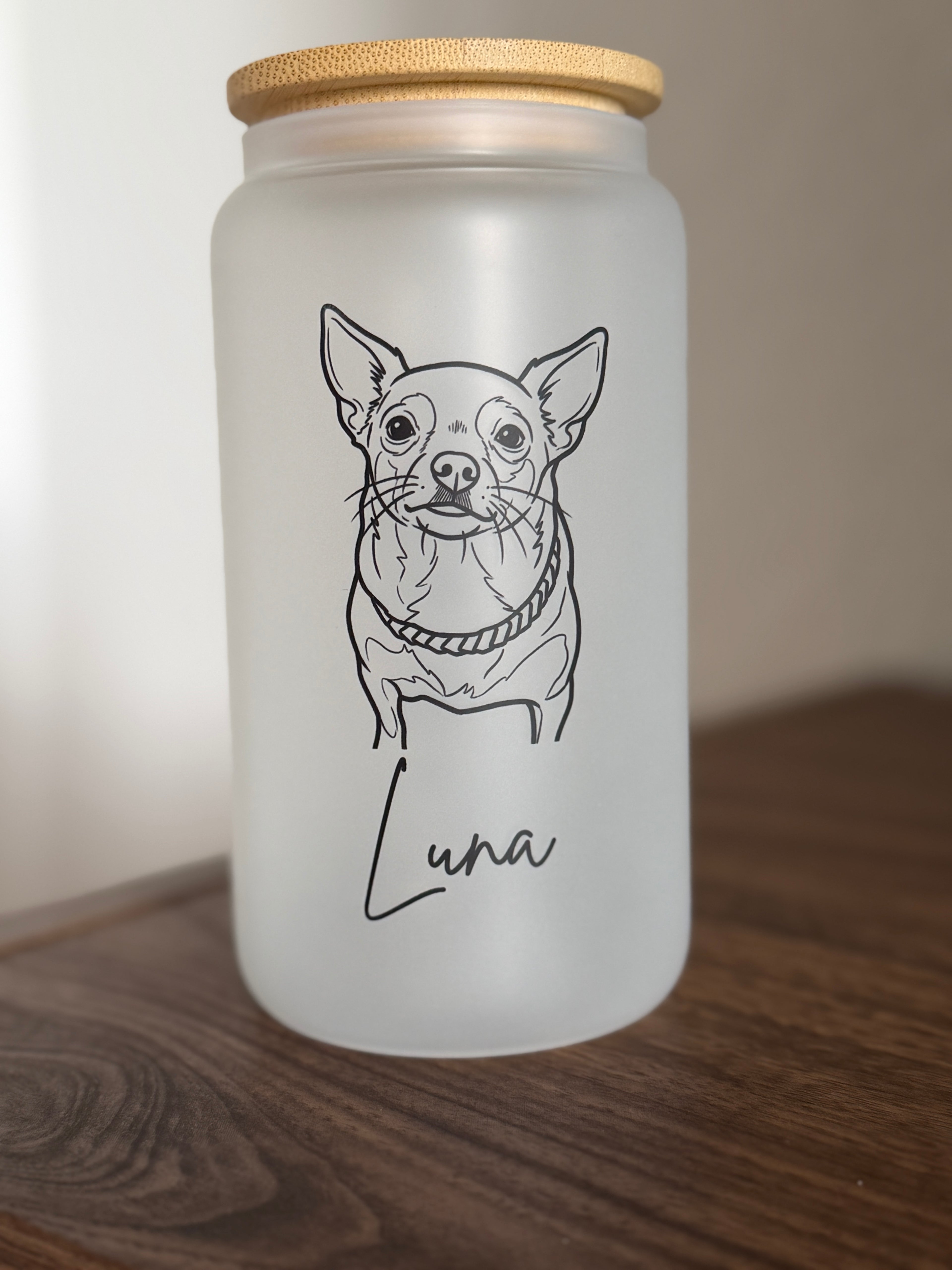 personalisierbar | Glas mit Bambusdeckel